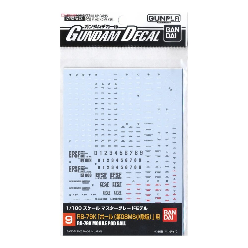 Gundam Decal #9 (MG) for RB-79K Ball The 08MS Ver. BANDAI 34127